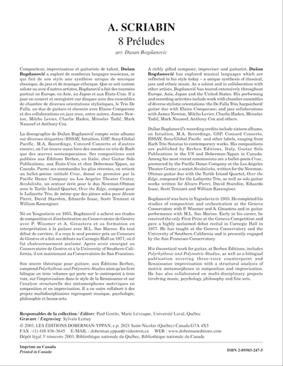 Huit préludes Classical Guitar scores gallery preview page 1