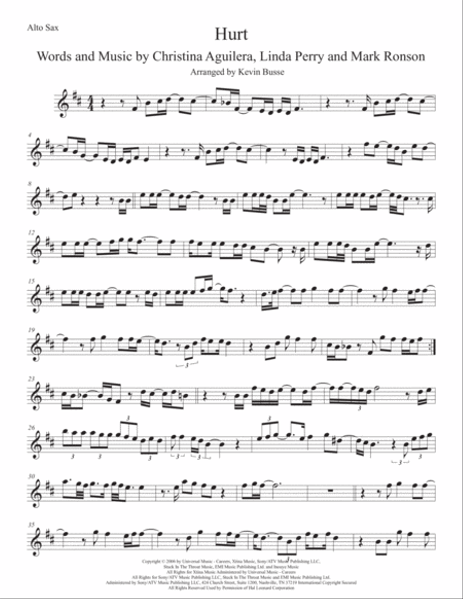 Hurt Hurt Alto Saxophone scores gallery preview page 1