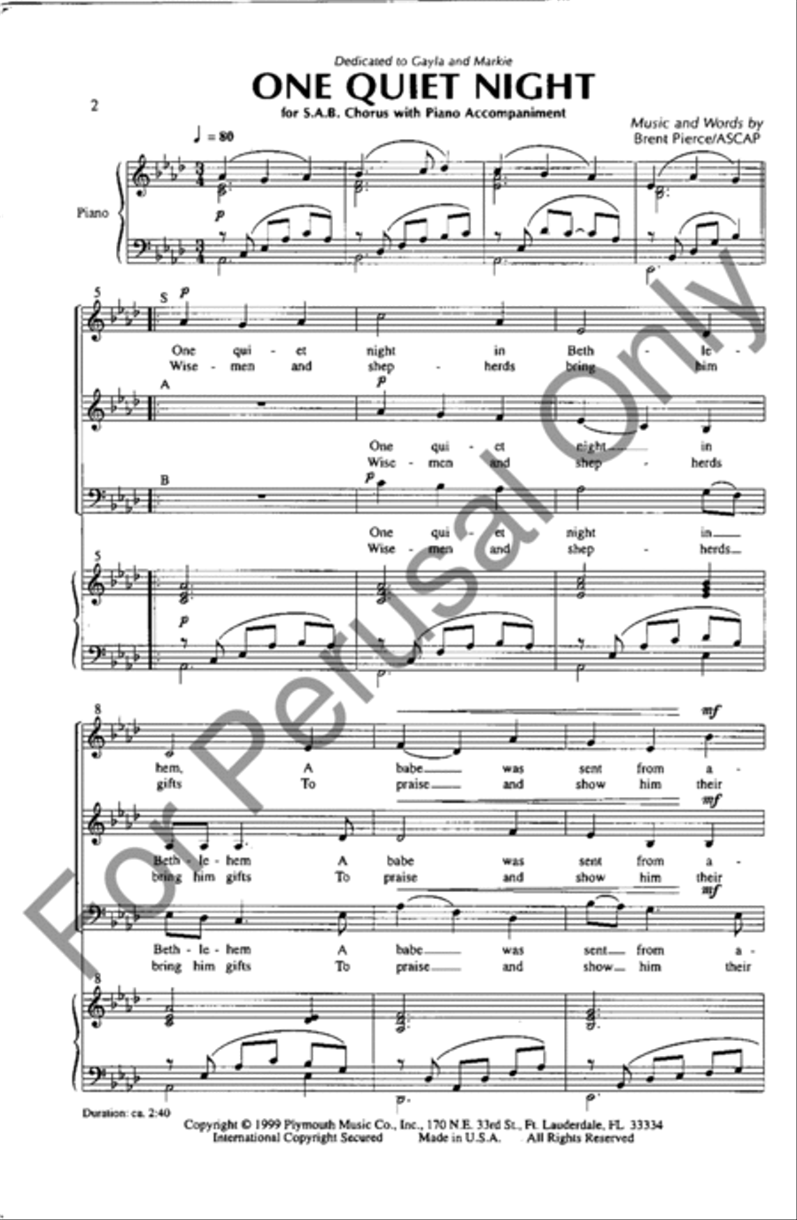 One Quiet Night 3-Part scores gallery preview page 2