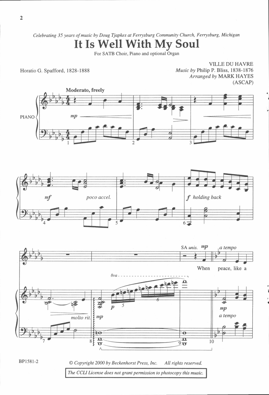 It Is Well with My Soul - Hayes 4-Part scores gallery preview page 2