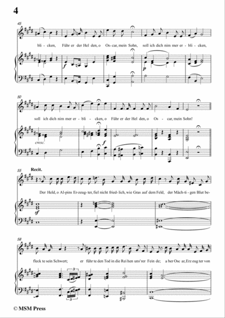 Schubert-Der Tod Oscar's,in E Major,for Voice&Piano Voice scores gallery preview page 6