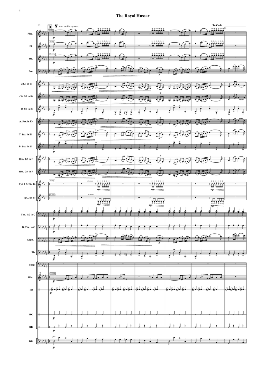 The Royal Hussar (Ceremonial Slow March) for Concert/Wind Band ''Keith Terrett Classic March Collect Concert Band scores gallery preview page 4