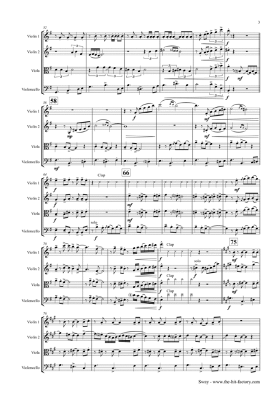 Sway (quien Sera) String Quartet scores gallery preview page 3