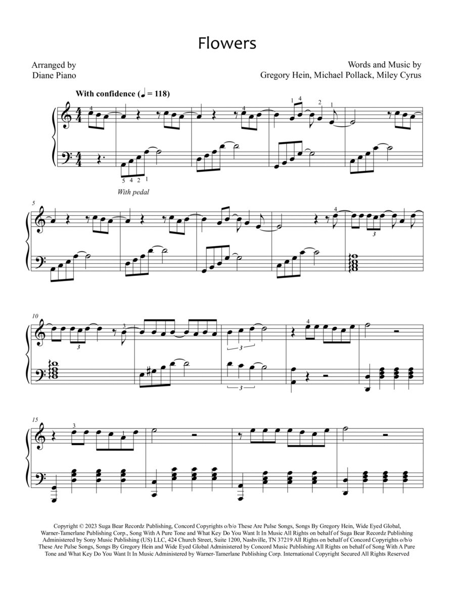 Flowers Flowers Piano Solo scores gallery preview page 1