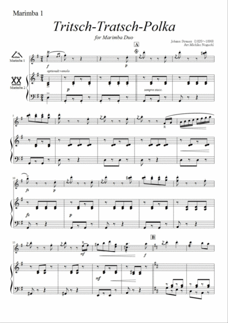 Tritsch-Tratsch-Polka Tritsch-Tratsch-Polka Marimba scores gallery preview page 2