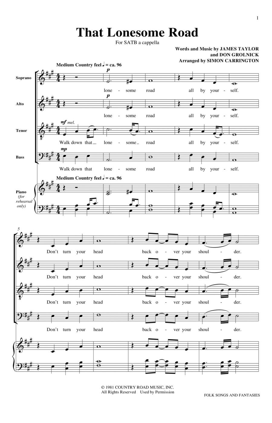 That Lonesome Road 4-Part scores gallery preview page 1