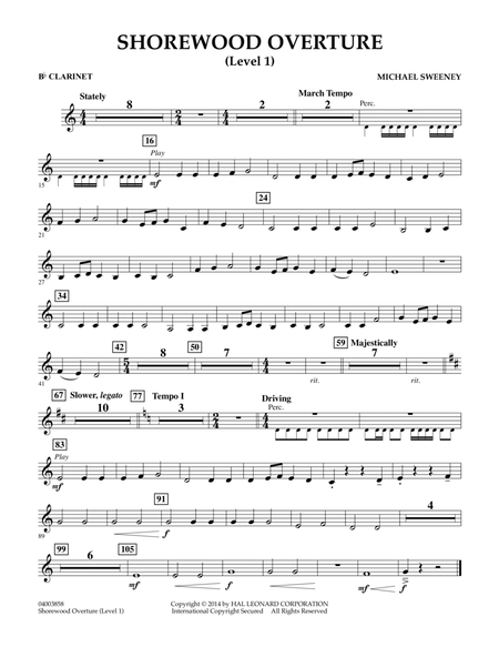 Shorewood Overture (for Multi-level Combined Bands) - Bb Clarinet (Level 1)