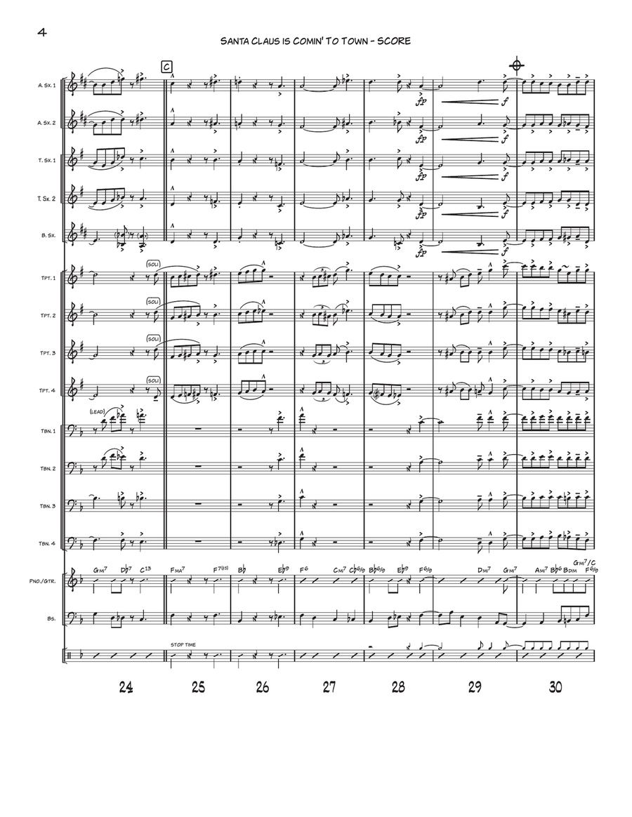 Santa Claus Is Comin' To Town Jazz Ensemble scores gallery preview page 4