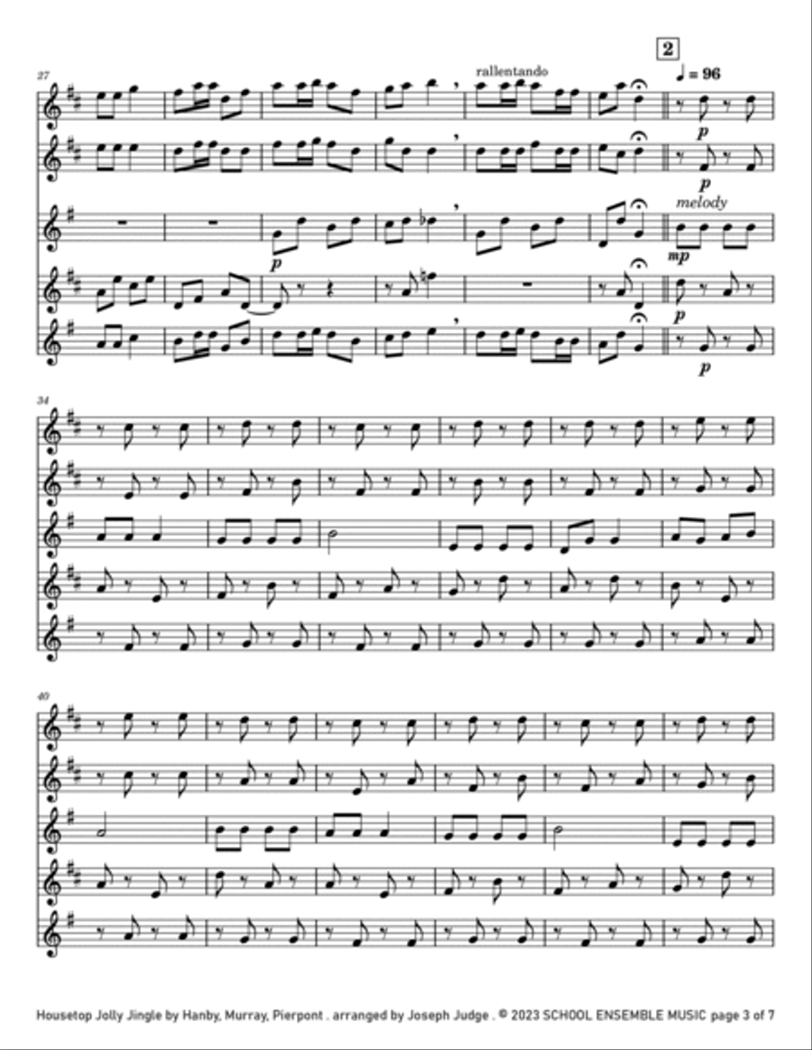 Housetop Jolly Jingle for Saxophone Quartet in Schools Saxophone Quartet scores gallery preview page 3