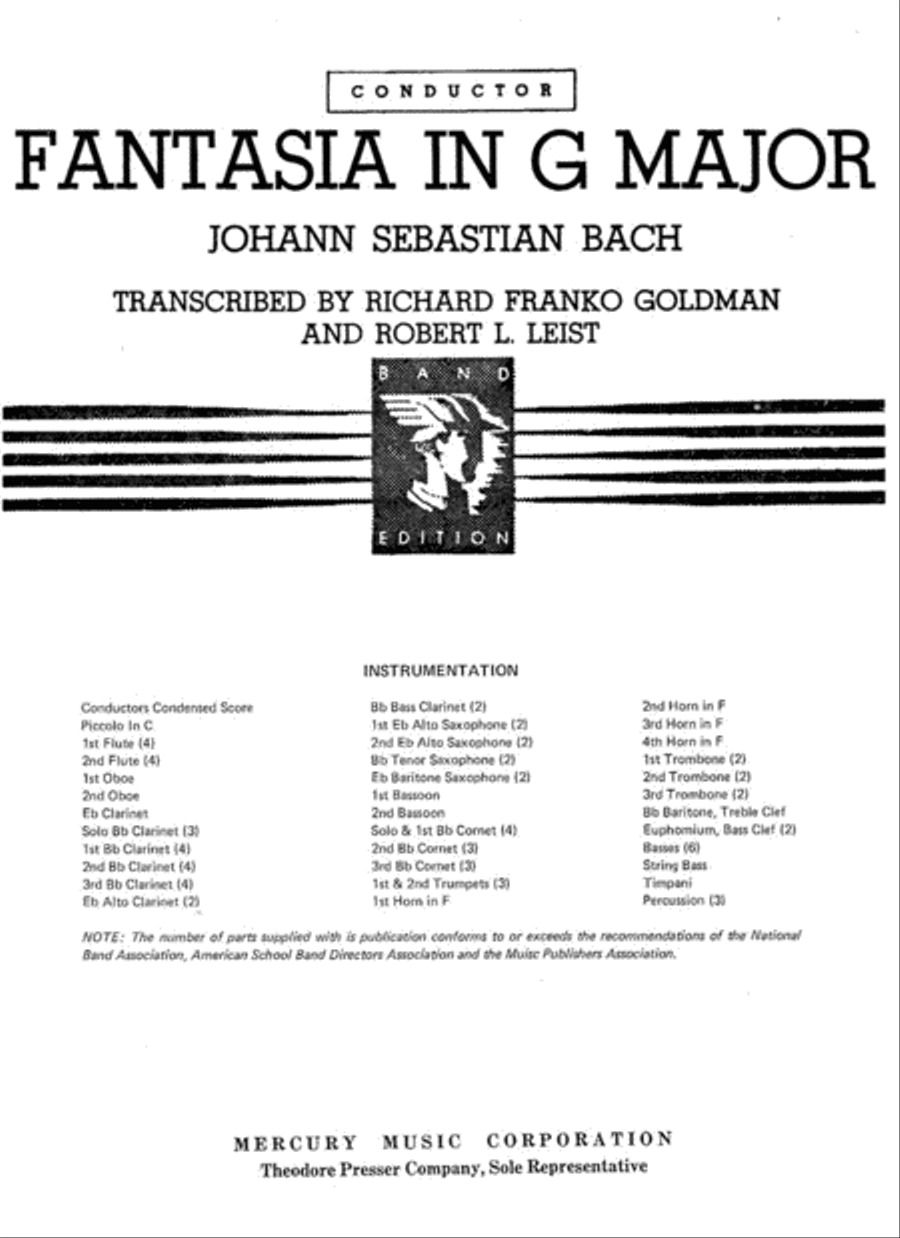 Fantasia in G Major Concert Band scores gallery preview page 1