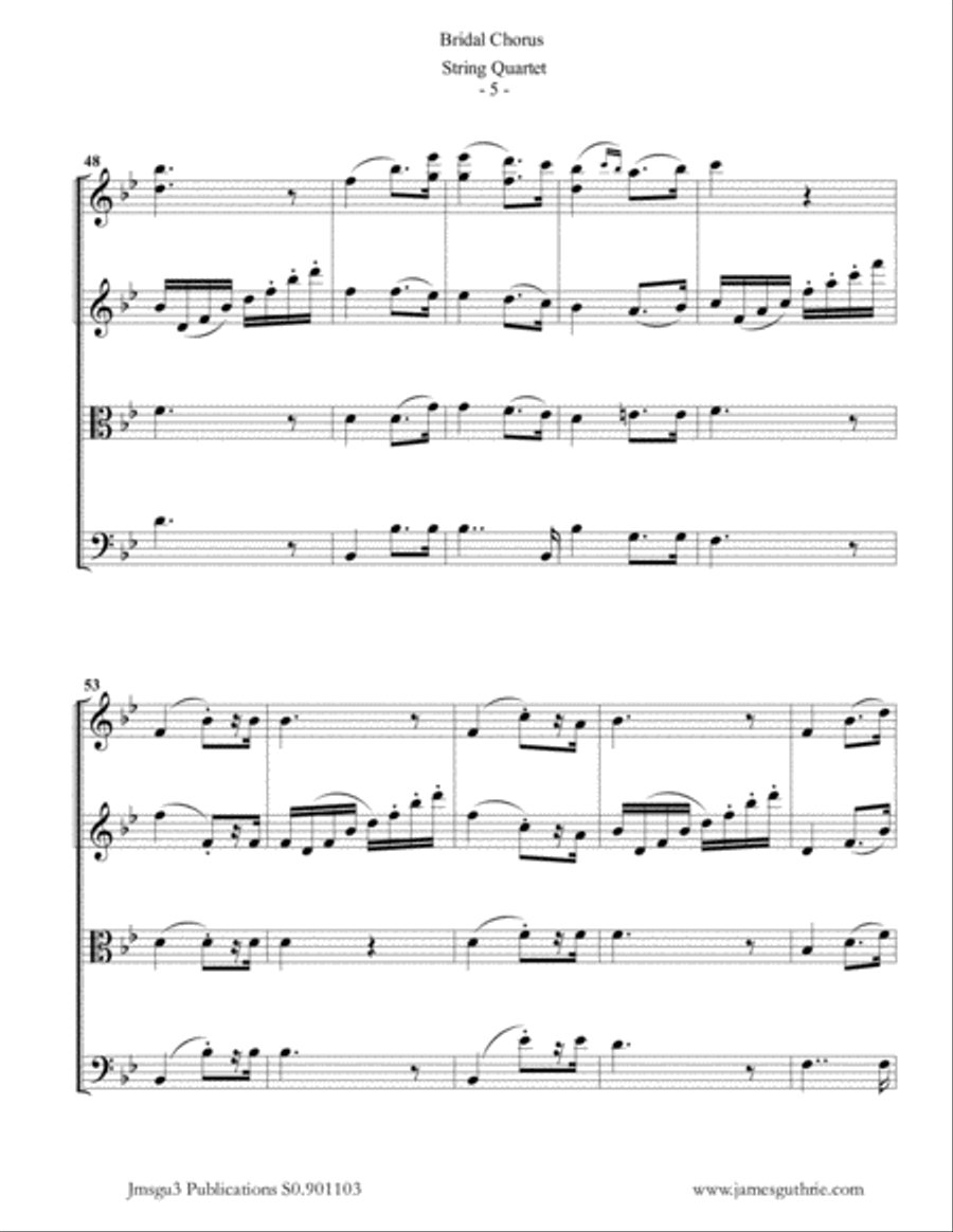 Wagner: Bridal Chorus for String Quartet String Quartet scores gallery preview page 5