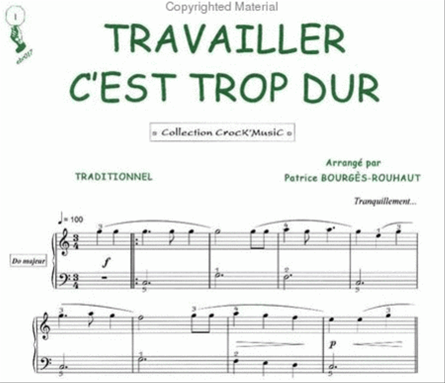 Travailler, c'est trop dur (Collection CrocK'MusiC) Piano Solo scores gallery preview page 2