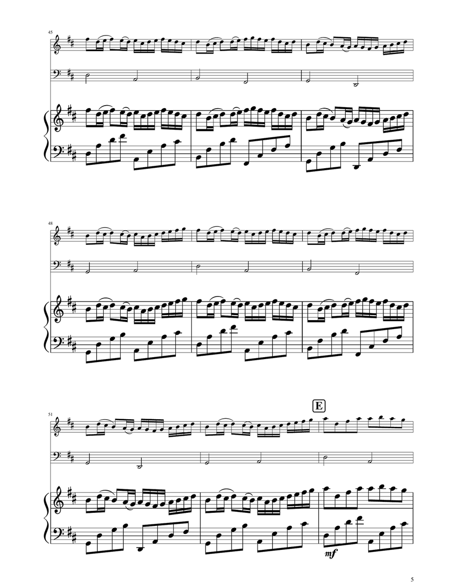 Canon in D - Violin and Cello Duet Piano Trio scores gallery preview page 5