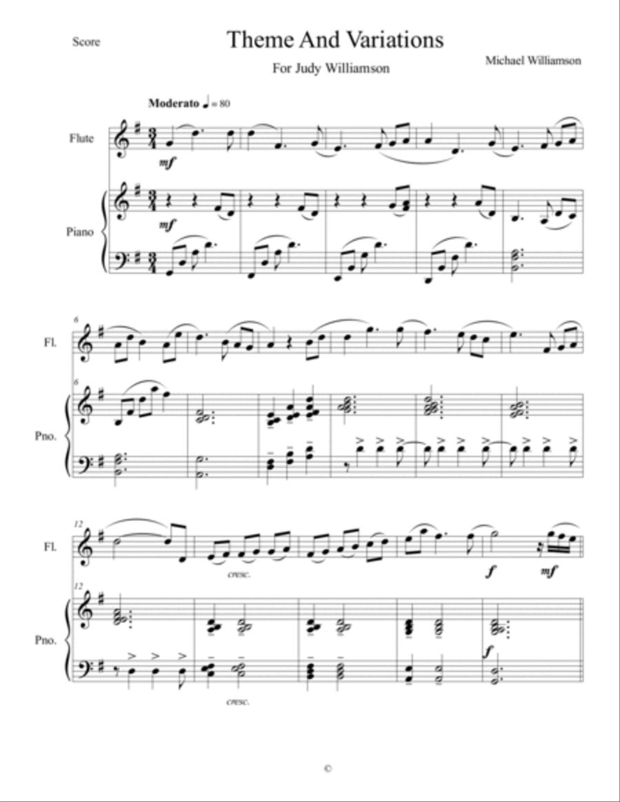 Theme and Variations Woodwind Duet scores gallery preview page 6