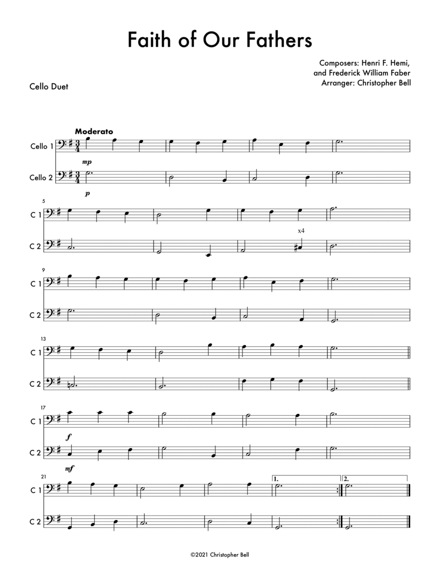 Faith of Our Fathers - Cello Duet String Duet scores gallery preview page 1