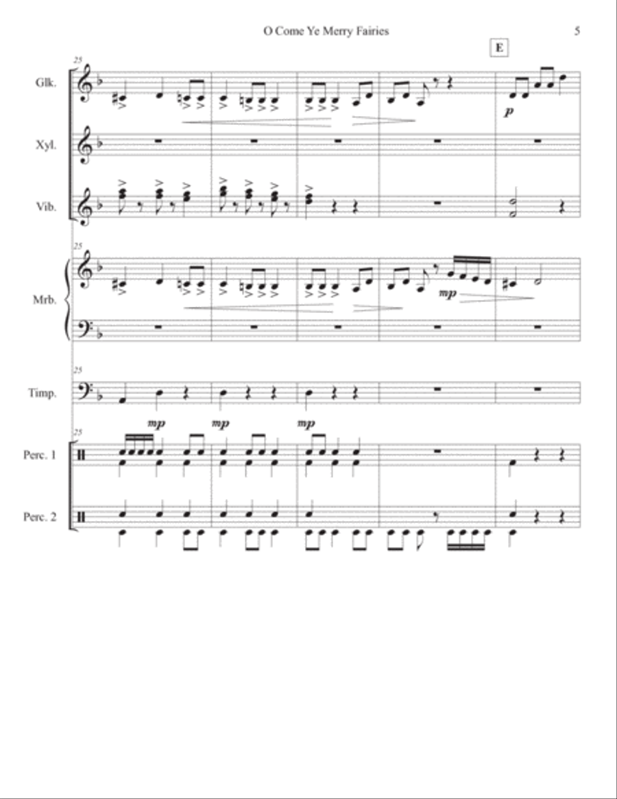 O Come Ye Merry Fairies Percussion Ensemble scores gallery preview page 5