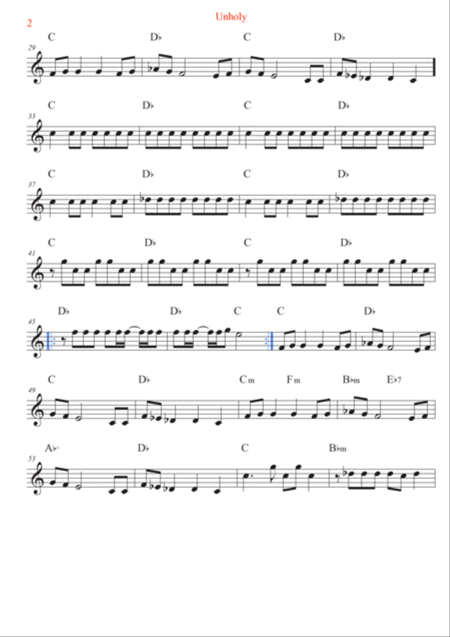 Unholy Acoustic Guitar scores gallery preview page 2