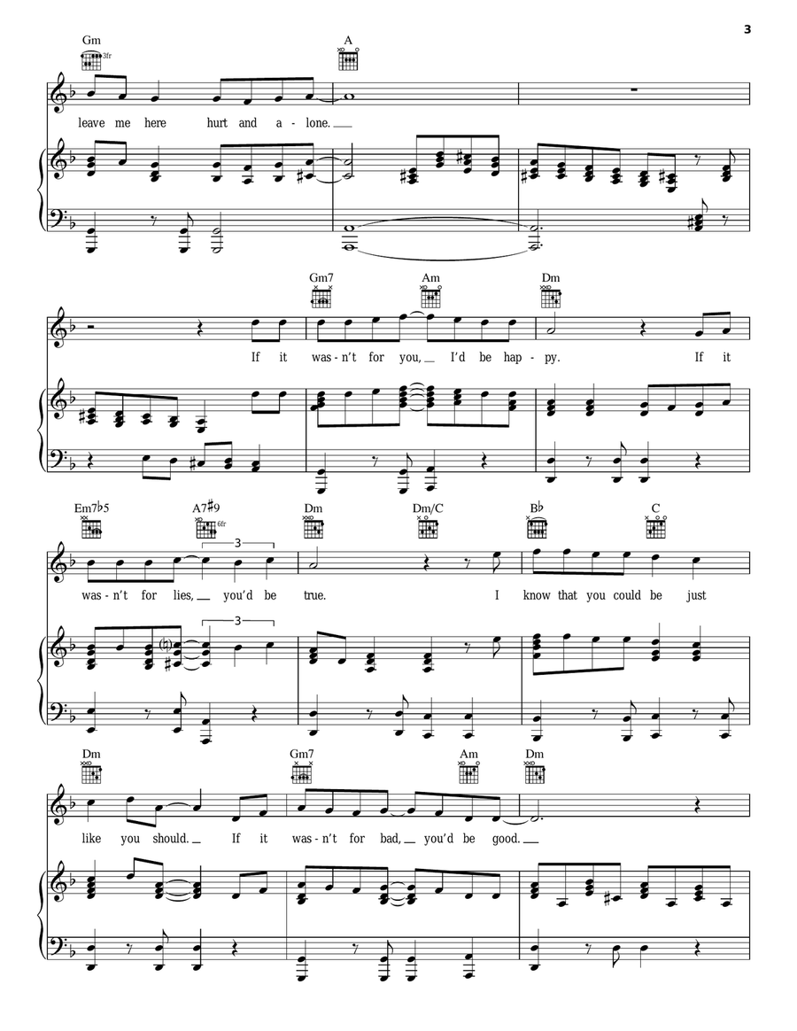 If It Wasn't For Bad Piano, Vocal, Guitar scores gallery preview page 3