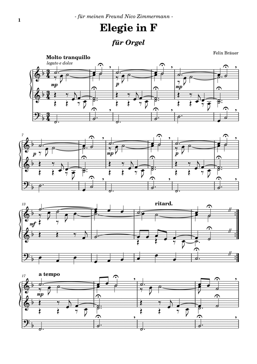 Elegie in F Organ Solo scores gallery preview page 1