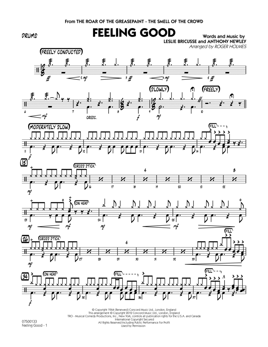 Feeling Good - Drums Jazz Ensemble scores gallery preview page 1
