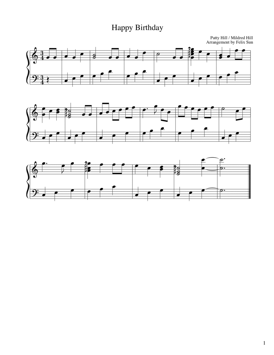 Happy Birthday (Piano Solo - Simple and Beautiful) Piano Solo scores gallery preview page 1