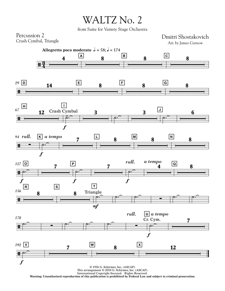 Waltz No. 2 (from Suite For Variety Stage Orchestra) - Percussion 2