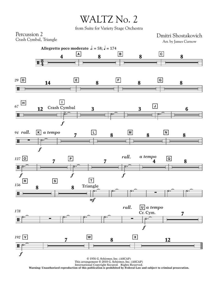 Waltz No. 2 (from Suite For Variety Stage Orchestra) - Percussion 2