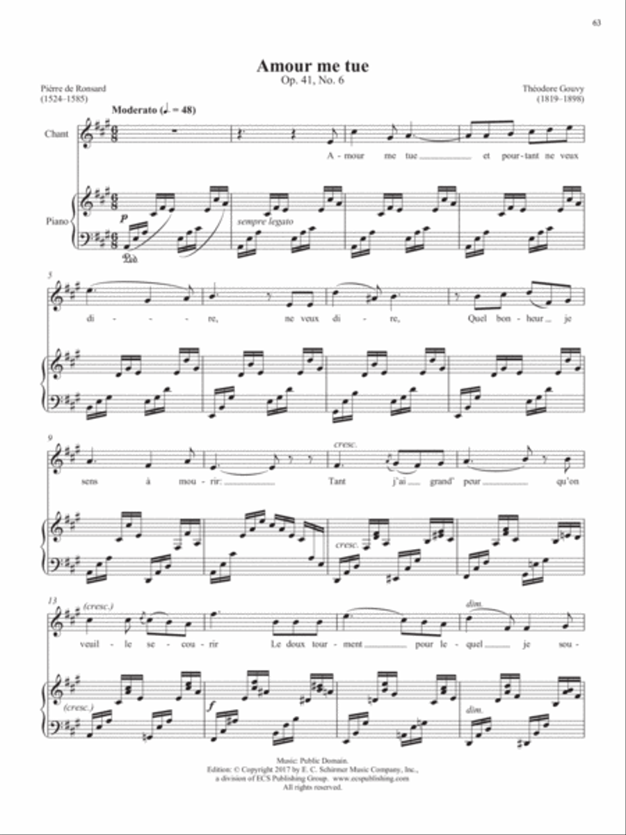 Op. 41, No. 6: Amour me tue from Songs of Gouvy, V1 Piano Accompaniment scores gallery preview page 2