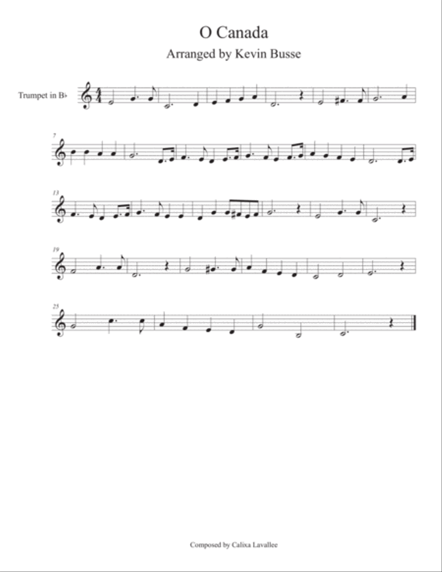 O Canada - Trumpet Trumpet Solo scores gallery preview page 1