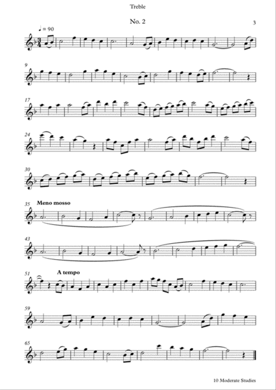10 Moderate Studies for Treble Recorder Woodwind Duet scores gallery preview page 3
