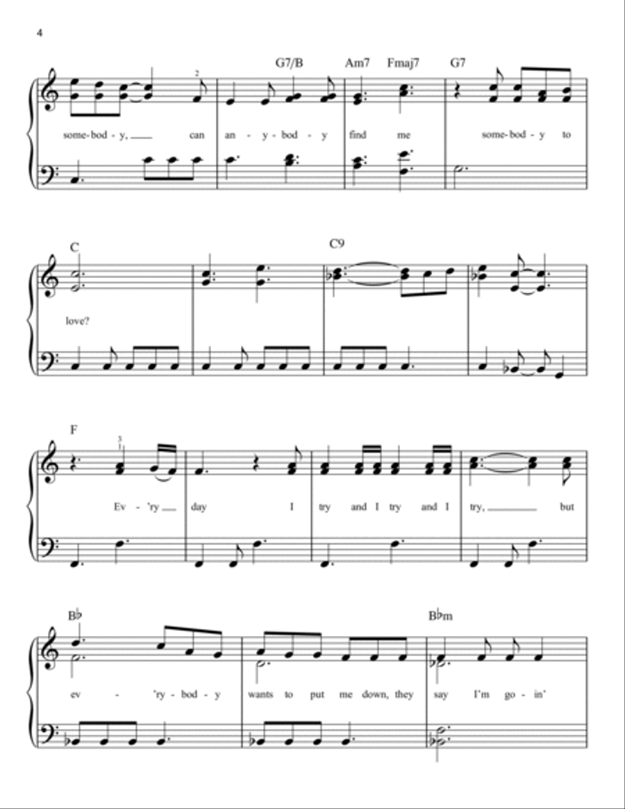 Somebody To Love Easy Piano scores gallery preview page 4