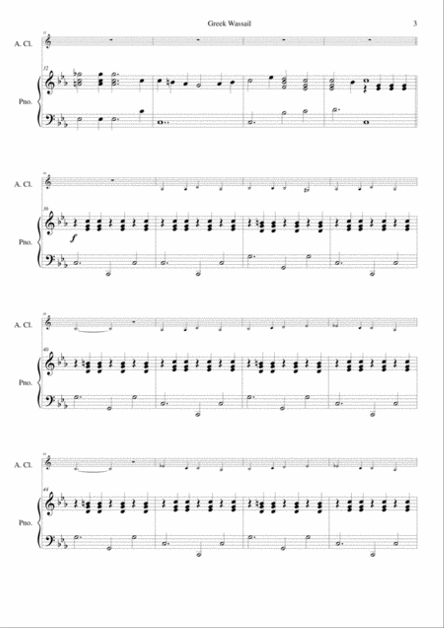 Greek Wassail for alto clarinet and piano Clarinet scores gallery preview page 3