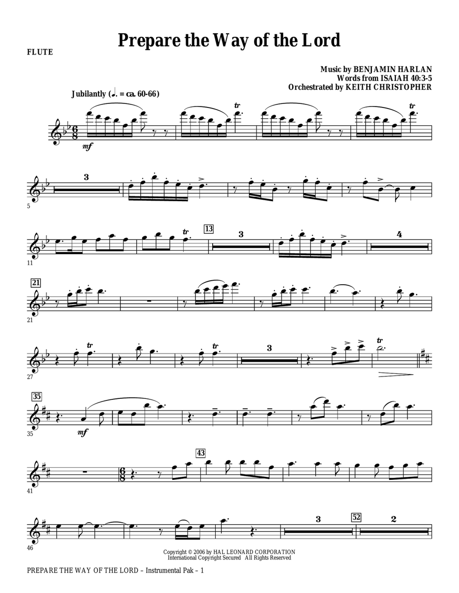 Prepare The Way Of The Lord - Flute