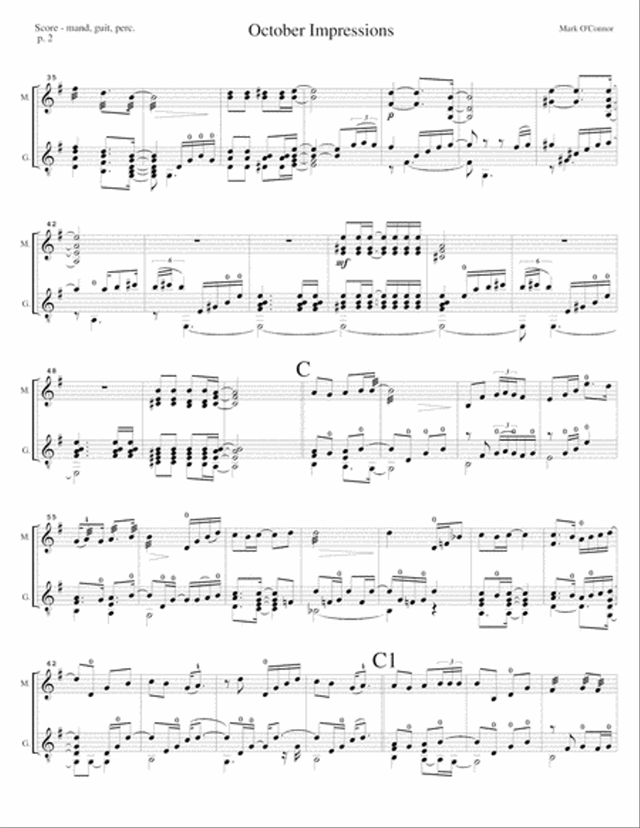 October Impressions (score – mandolin, guitar, percussion) Small Ensemble scores gallery preview page 4