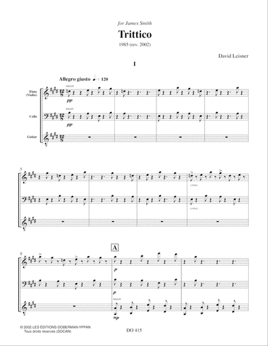 Trittico (fl. / guit. / cello) Flute scores gallery preview page 3