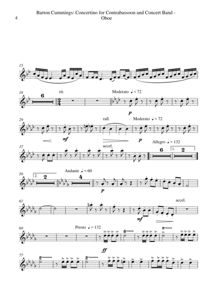 Barton Cummings: Concertino for contrabassoon and concert band, oboe part