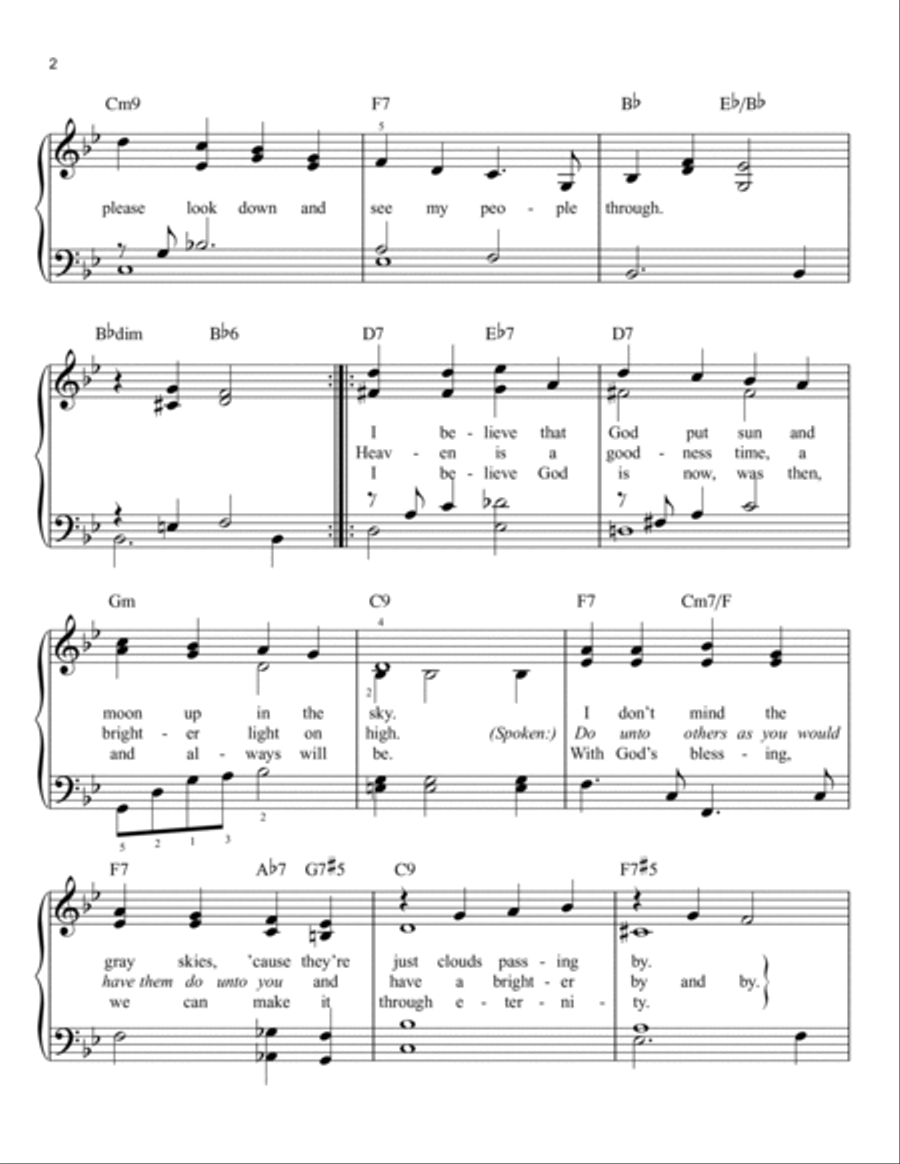 Come Sunday Come Sunday Easy Piano scores gallery preview page 2