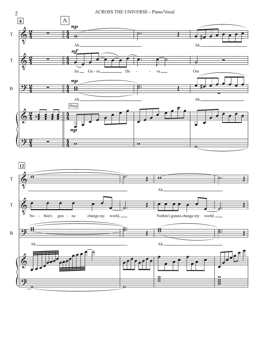 Across The Universe TTBB scores gallery preview page 2