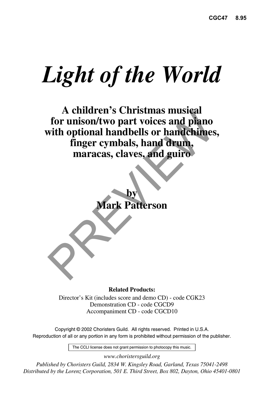 Light of the World - Demo Recording Listening CD scores gallery preview page 2