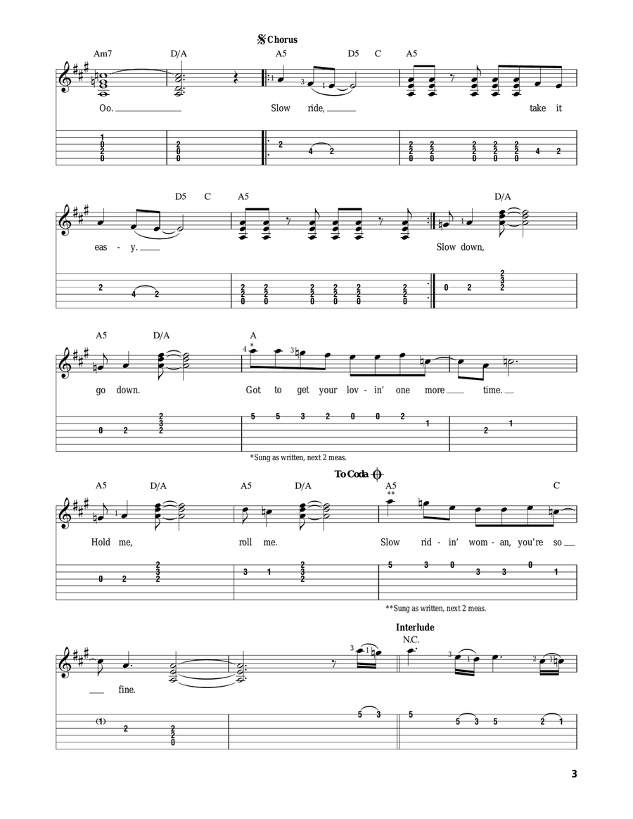 Slow Ride Acoustic Guitar scores gallery preview page 3