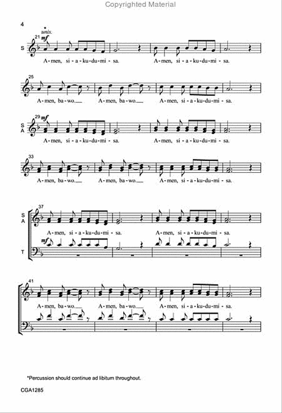 Amen Siakudumisa 4-Part scores gallery preview page 3