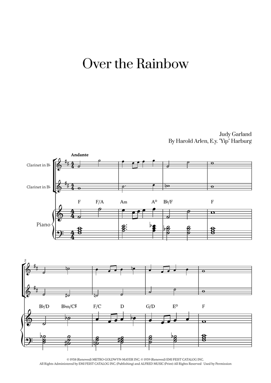 Over The Rainbow Over The Rainbow Clarinet Duet scores gallery preview page 1