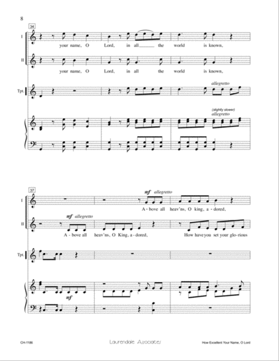 How Excellent Your Name, O Lord 2-Part scores gallery preview page 3