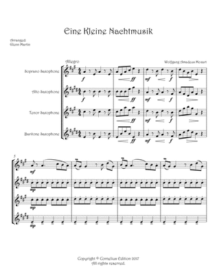 Book cover for Mozart Eine Kleine Nachtmusik Saxophone Quartet