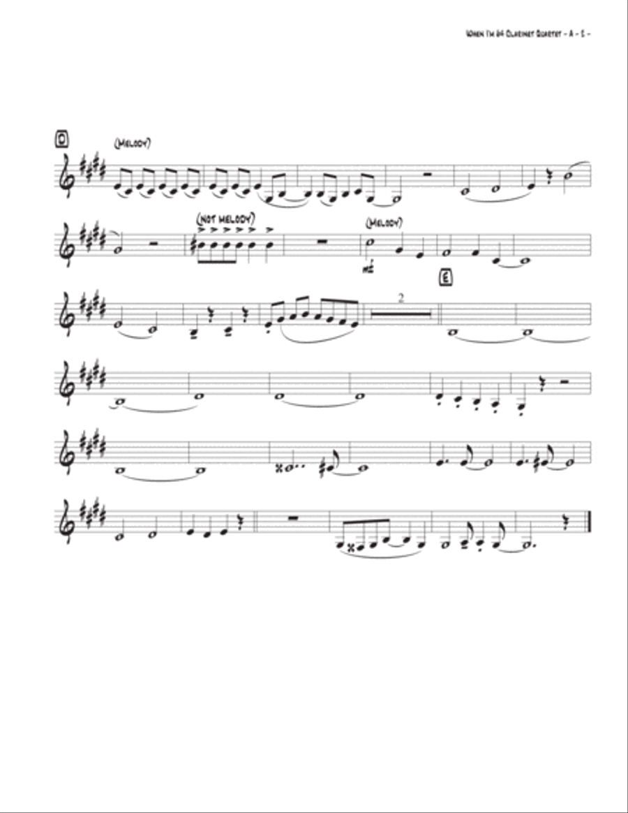 When I'm Sixty-four Woodwind Quartet scores gallery preview page 6