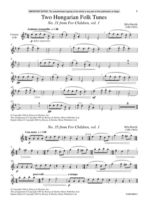 Two Hungarian Folk Tunes (No. 31 from For Children, Vol. 1)