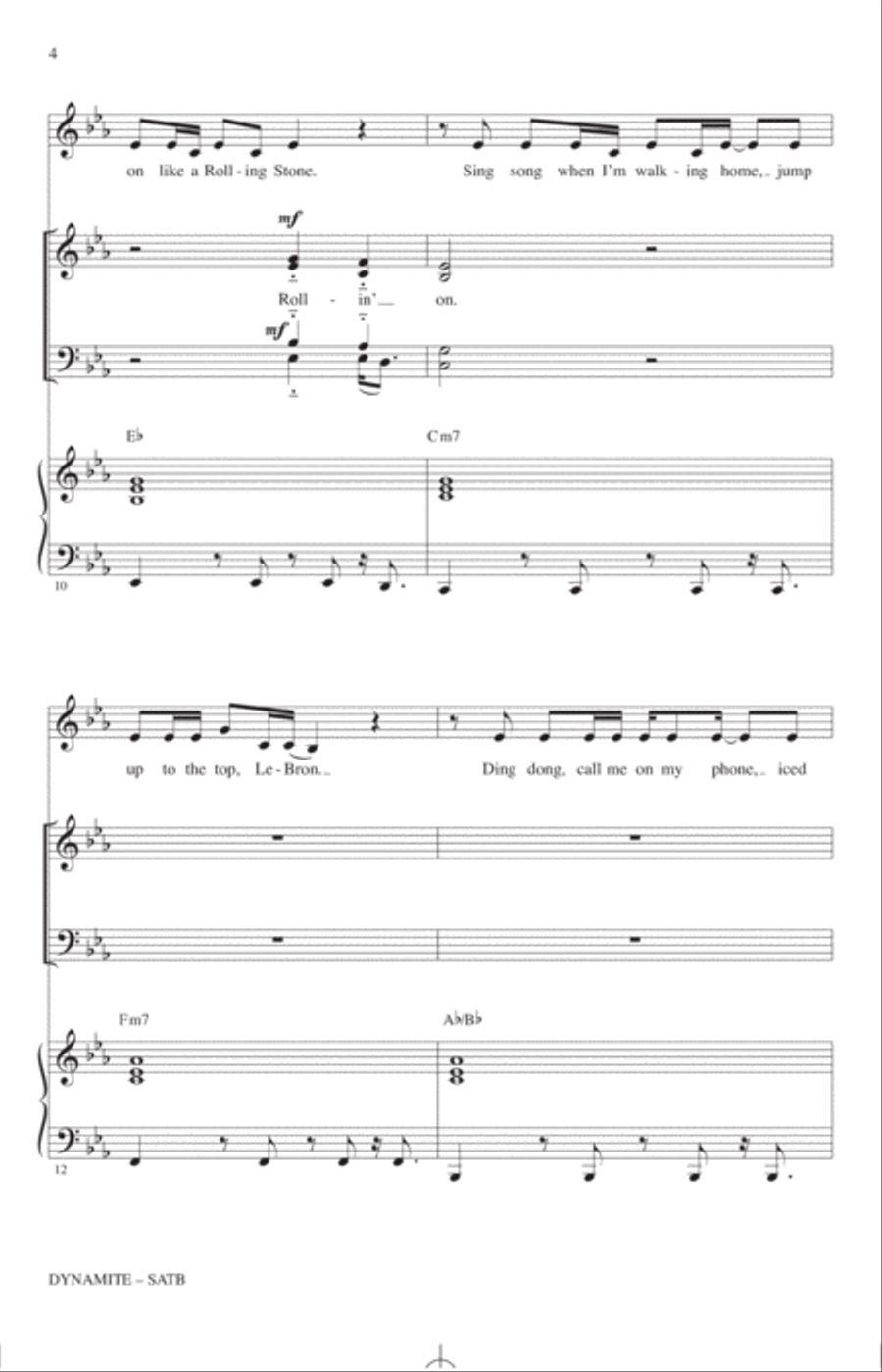 Dynamite (arr. Roger Emerson) 4-Part scores gallery preview page 3