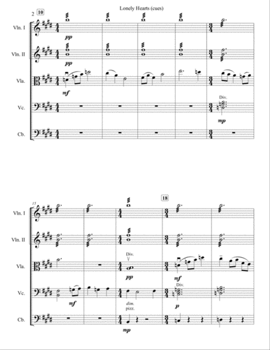 Lonely Hearts (cues) String Orchestra scores gallery preview page 3