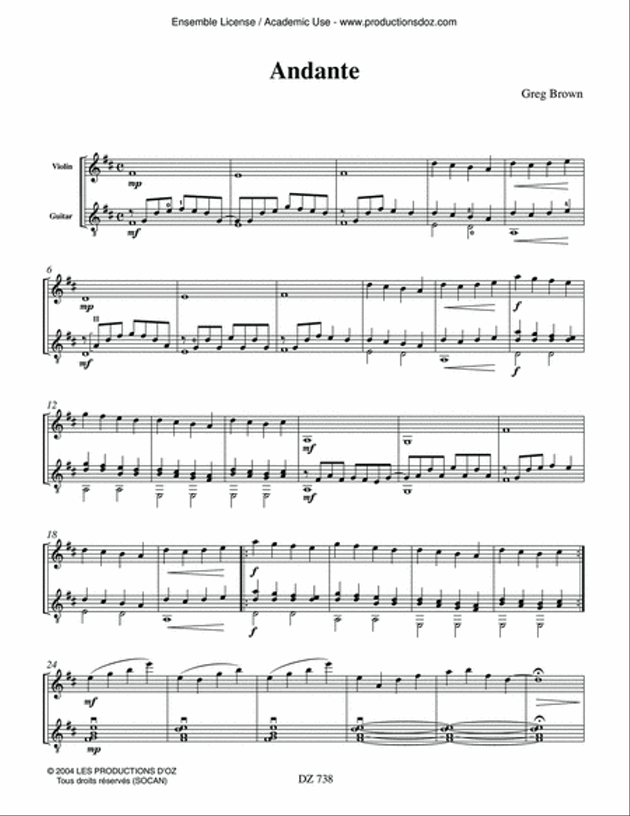 Andante, Capriccio Violin scores gallery preview page 3