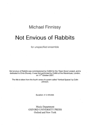 Book cover for Not envious of rabbits